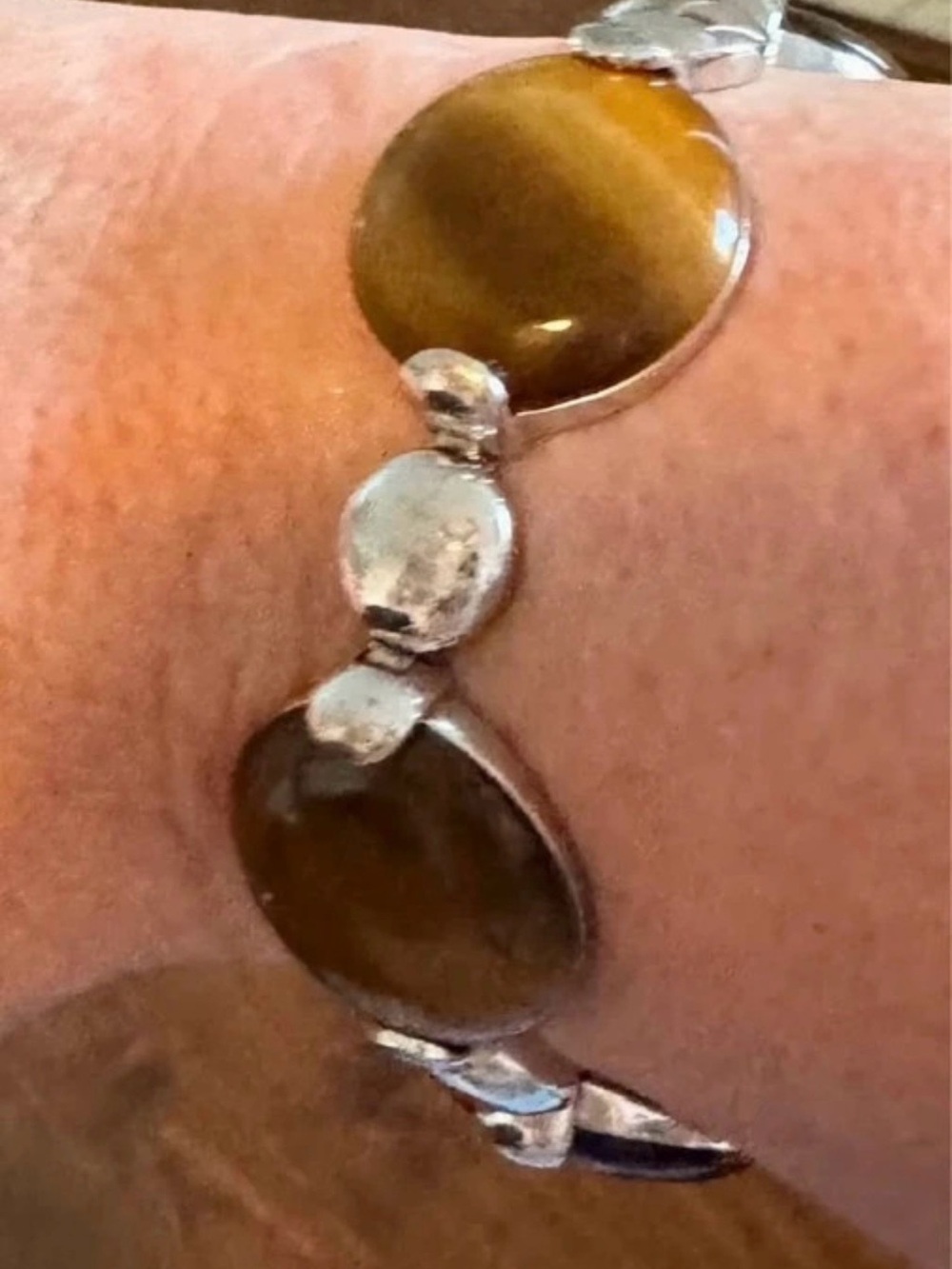 Brighton Retired "Eye of the Tiger" Silver Scroll Link Bracelet